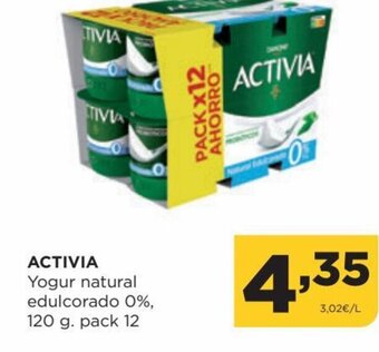 Alimerka ACTIVIA Yogur natural edulcorado 0%, 120 g. pack 12 oferta