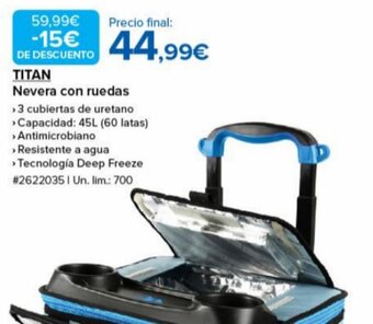 Costco TITAN Nevera con ruedas oferta