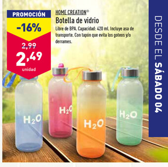 ALDI Home Creation Botella de vidrio oferta