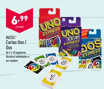 ALDI Mattel Cartas Uno/Dos oferta