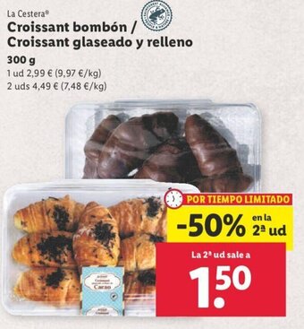 Lidl La Cestera® Croissant bombón / Croissant glaseado y relleno 300 g oferta