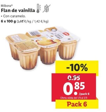 Lidl Milbona® Flan de vainilla oferta