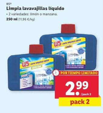 Lidl W5Ⓡ Limpia lavavajillas líquido oferta
