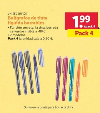 Lidl UNITED OFFICEⓇ Bolígrafos de tinta líquida borrables oferta