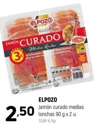 Coviran ELPOZO Jamón curado medias lonchas 90 g x 2 u. oferta