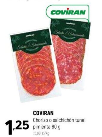 Coviran COVIRAN Chorizo o salchichón tunel pimienta 80 g oferta
