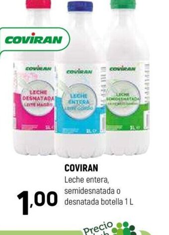 Coviran COVIRAN Leche entera, semidesnatada o desnatada botella 1 L oferta