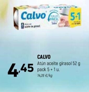 Coviran CALVO Atún aceite girasol 52 g pack 5 + 1 u. oferta