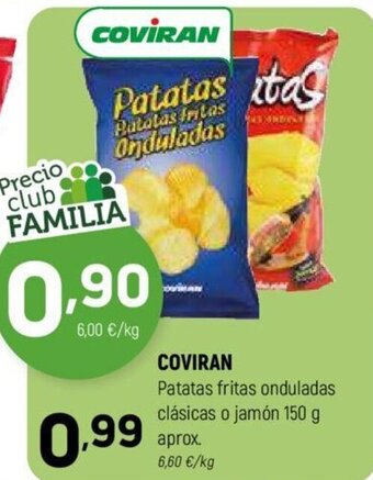 Coviran COVIRAN Patatas fritas onduladas clásicas o jamón 150 g aprox. oferta