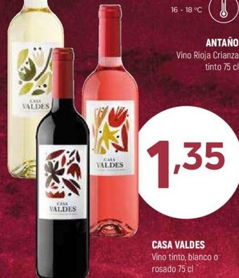 Coviran CASA VALDES Vino tinto, blanco o rosado 75 cl oferta