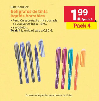 Lidl UNITED OFFICE* Bolígrafos de tinta líquida borrables oferta