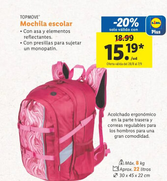 Lidl TOPMOVEⓇ Mochila escolar oferta
