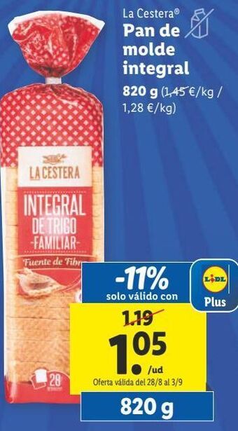 Lidl Pan de molde la cestera oferta