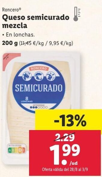 Lidl Queso semicurado roncero oferta