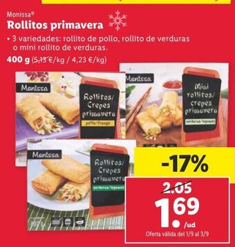 Lidl Rollitos de primavera monissa oferta