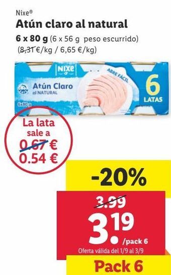 Lidl Atún claro nixe oferta