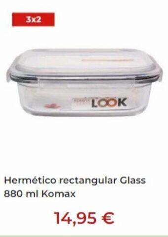 Culinarium 3x2 look hermético rectangular glass 880 ml komax 14,95 € oferta