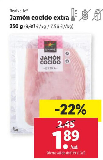 Lidl Realvalle Jamón cocido extra oferta
