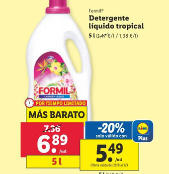 Lidl FormilⓇ Detergente líquido tropical oferta