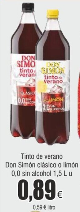 FROIZ Tinto de verano Don Simón clásico o limón 0,0 sin alcohol 1,5 Lu oferta