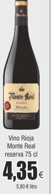 FROIZ Vino Rioja Monte Real reserva 75 cl oferta