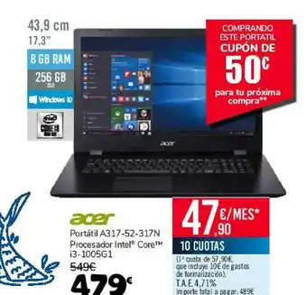 Carrefour Acer Portátil A317-52-317n Procesador Intel Core I3-1005g1 oferta