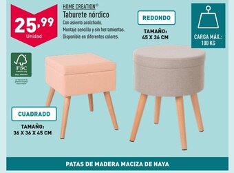 ALDI HOME CREATION® Taburete nórdico oferta