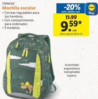 Lidl Mochilas escolares top move oferta