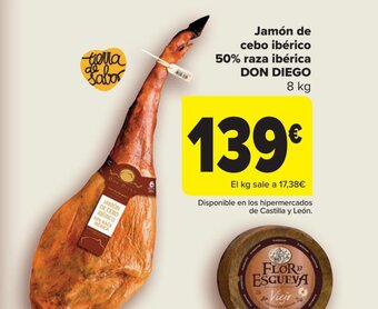 Carrefour Jamón de cebo ibérico 50% raza ibérica DON DIEGO oferta