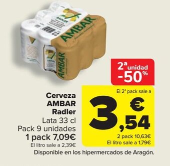 Carrefour Cerveza AMBAR Radler oferta