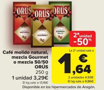Carrefour Café molido natural, mezcla Gourmet o mezcla 50/50 ORUS oferta