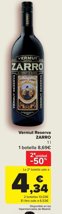 Carrefour Vermut Reserva ZARRO oferta