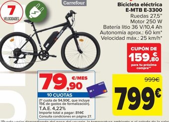 Carrefour Bicicleta eléctrica E-MTB E-3300 oferta