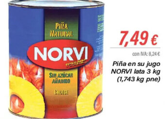 Cash Ifa Piña en su jugo NORVI lata 3 kg (1,743 kg pne) oferta