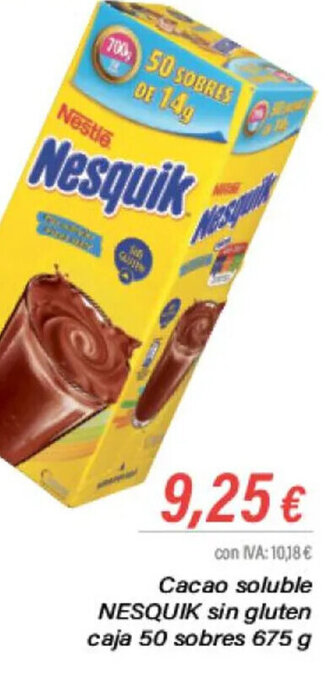 Cash Ifa Cacao soluble NESQUIK sin gluten caja 50 sobres 675 g oferta