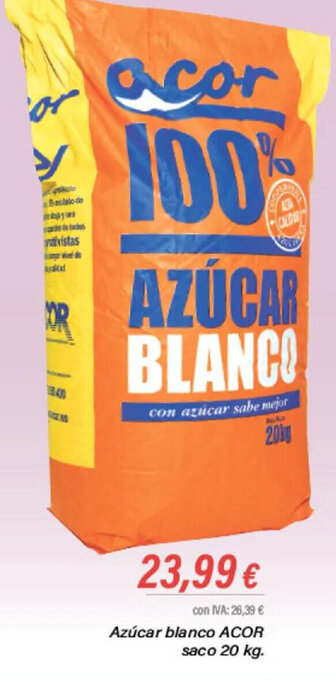 Cash Ifa Azúcar blanco ACOR saco 20 kg. oferta