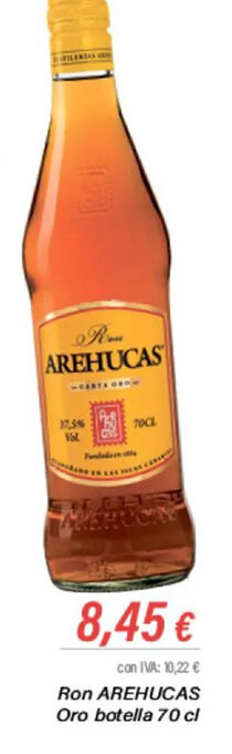 Cash Ifa Ron AREHUCAS Oro botella 70 cl oferta