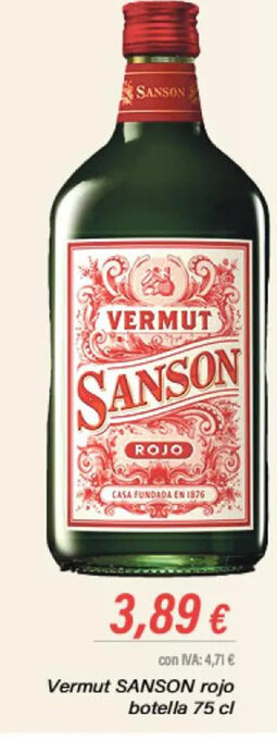 Cash Ifa Vermut SANSON rojo botella 75 cl oferta
