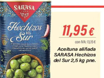 Cash Ifa Aceituna aliñada SARASA Hechizos del Sur 2,5 kg pne. oferta