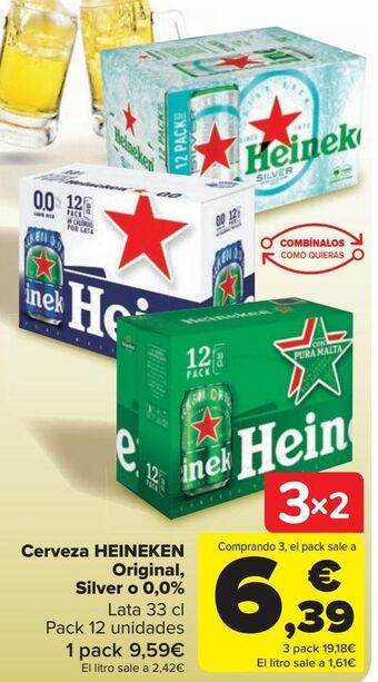 Carrefour Cerveza heineken original, silver o 0,0% oferta