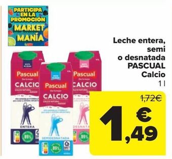 Carrefour Leche entera, semi o desnatada pascual oferta