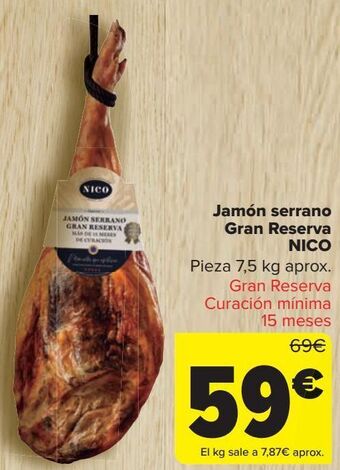 Carrefour Jamón serrano gran reserva nico oferta