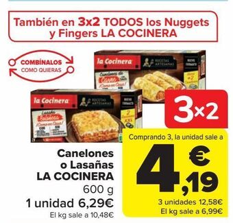 Carrefour Canelones o lasañas la cocinera oferta
