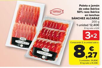Carrefour Paleta o jamón de cebo ibérico 50% raza ibérica en lonchas sanchez alcaraz oferta