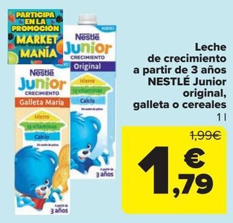 Carrefour Leche crecimiento puleva peques 3 original o con cereales oferta