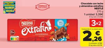 Carrefour Chocolate con leche y almendras extrafino nestle oferta