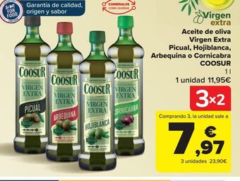 Carrefour Aceite de oliva virgen extra picual, hojiblanca,aarbequina o cornicabra coosur oferta