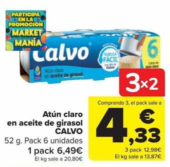 Carrefour Atún claro en aceite de girasol calvo oferta