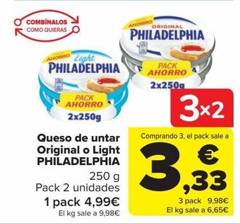 Carrefour Queso de untar original o light philadelphia oferta