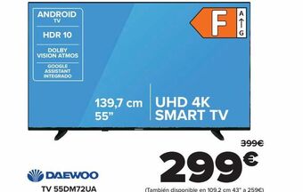 Carrefour Smart tv led 55'' daewoo dm72ua oferta